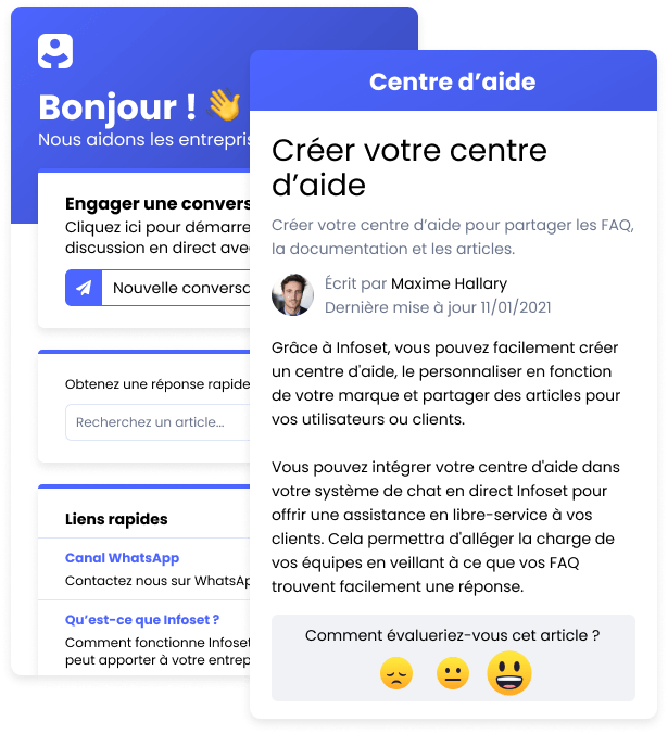 Centre d'aide, centre d'assistance, base de connaissances