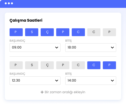 Mesai saatleri | Infoset